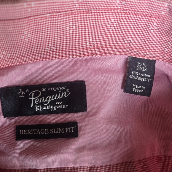 PENGUIN Men's Pink Button-Up Shirt.Size 15 1/2 - Picture 10 of 11